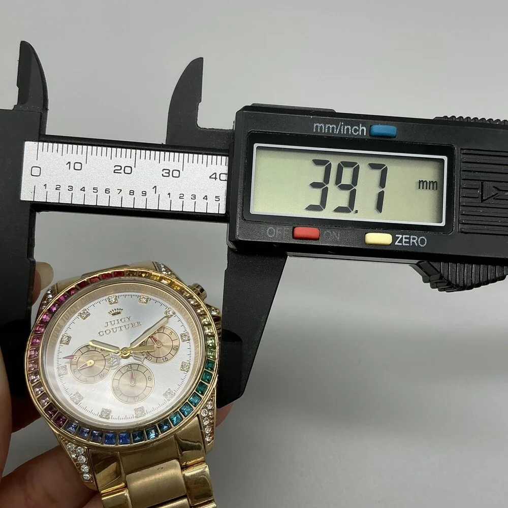 Juicy Couture Stella Womens Watch 40mm Gold Tone Rainbow Crystal New Battery 7
